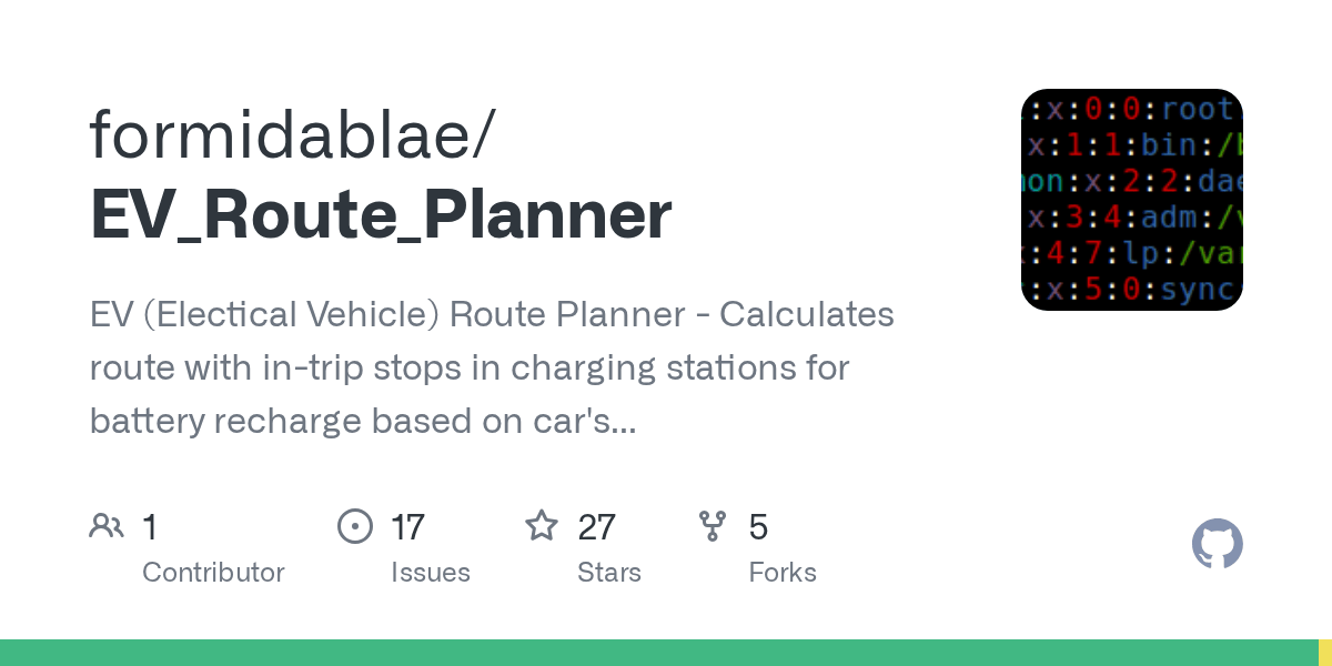 GitHub Formidablae EV Route Planner EV Electical Vehicle Route EV Route Planner