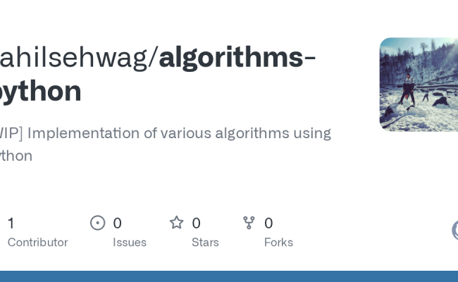GitHub - Sahilsehwag/algorithms-python: [WIP] Implementation Of Various ...