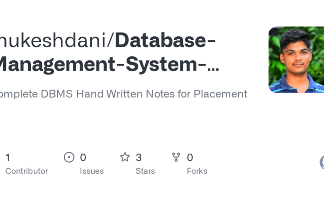 GitHub - Mukeshdani/Database-Management-System-Placement-Notes ...