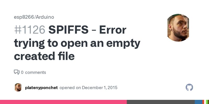 Spiffs Littlefs Error When Opening File Issue 6995 Esp8266 Arduino Github - Ultra HD Vintage Picture - Mobile