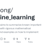 GitHub - Gycheong/machine_learning: This Repository Aims To Summarize ...