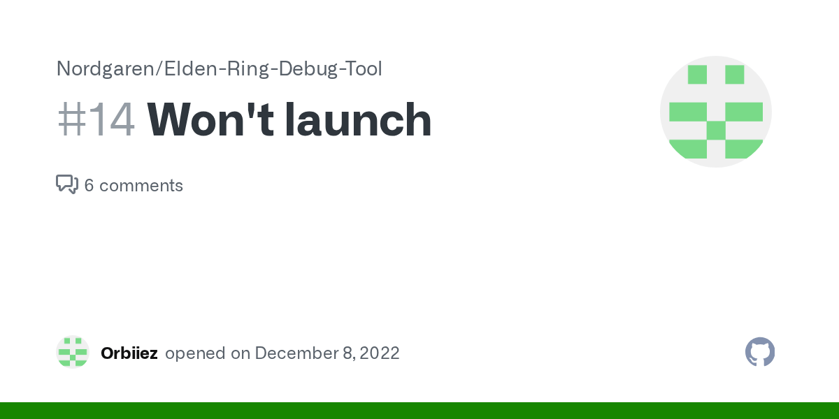Won't launch · issue #14 · nordgaren/elden-ring-debug-tool · github