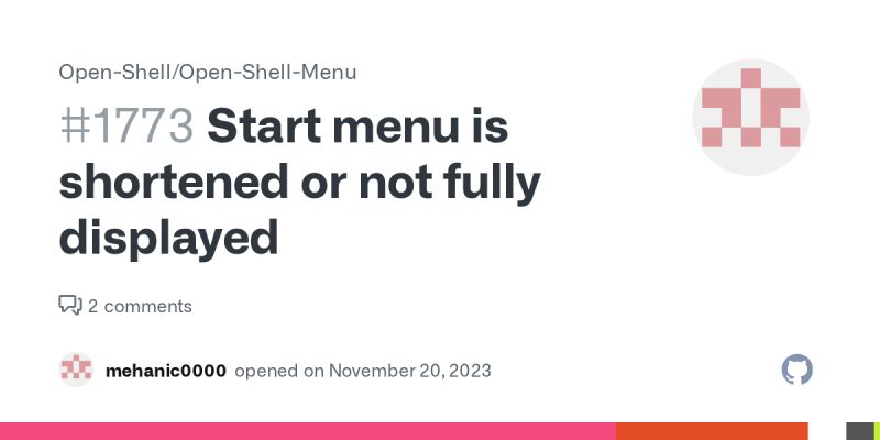 Start menu is shortened or not fully displayed · Issue #1773 · Open ...