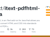 Github Itext Itext Pdfhtml Java Pdfhtml Is An Itext Add On For Java