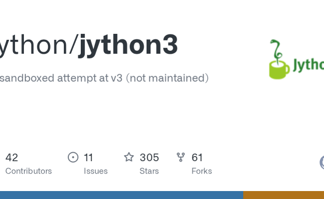 GitHub - Jython/jython3: A Sandboxed Attempt At V3 (not Maintained)