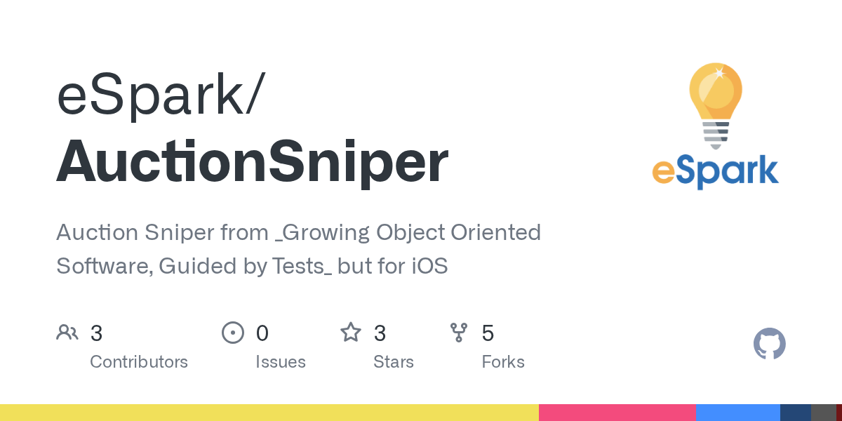 New users are not charged for the first three auctions they win using. Github Espark Auctionsniper Auction Sniper From Growing Object Oriented Software Guided By Tests But For Ios