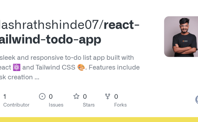 GitHub - Dashrathshinde07/react-tailwind-todo-app: A Sleek And ...