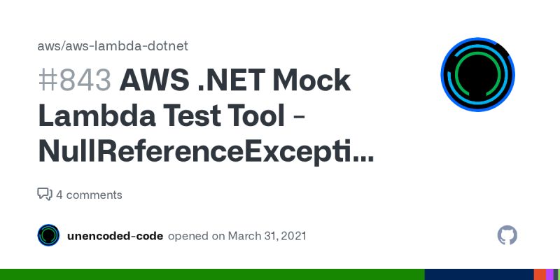 Aws Net Mock Lambda Test Tool Nullreferenceexception When Returning A Stream Issue 843 - Premium Colorful Photo Gallery - Full HD