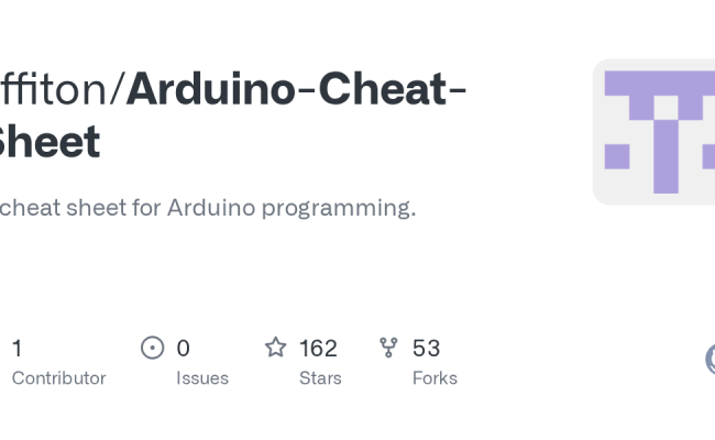 GitHub - Liffiton/Arduino-Cheat-Sheet: A Cheat Sheet For Arduino Programming.