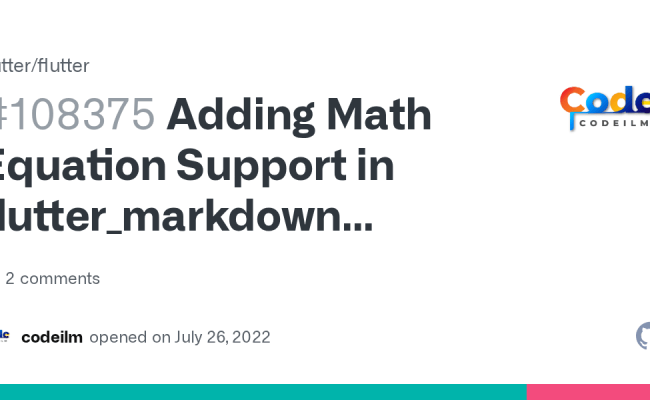 Adding Math Equation Support In Flutter_markdown Package · Issue ...
