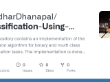 Github Giridhardhanapal Classification Using Perceptron Algorithm