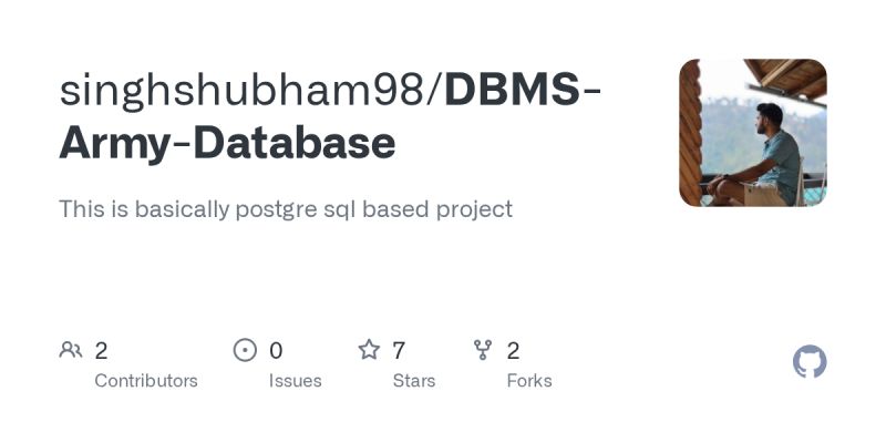 GitHub - singhshubham98/DBMS-Army-Database: This is basically postgre ...
