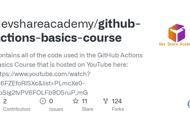 GitHub - Devshareacademy/github-actions-basics-course: Contains All Of ...