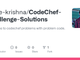 Github Code Krishna Codechef Challenge Solutions Solutions To