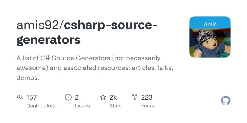 Github Amis92 Csharp Source Generators A List Of C Source Generators Not Necessarily - Premium Nature Image Gallery - 4K