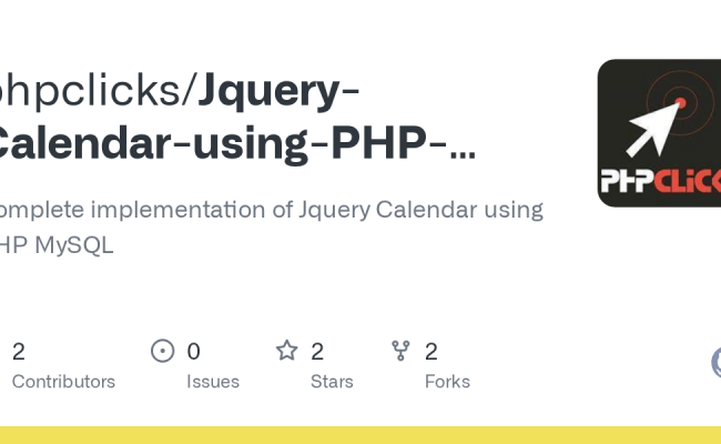GitHub - Phpclicks/Jquery-Calendar-using-PHP-and-MySQL: Complete ...