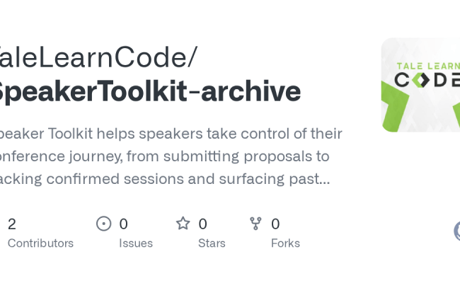 GitHub - TaleLearnCode/speaker-toolkit
