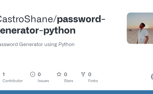 GitHub - CastroShane/password-generator-python: Password Generator Using Python