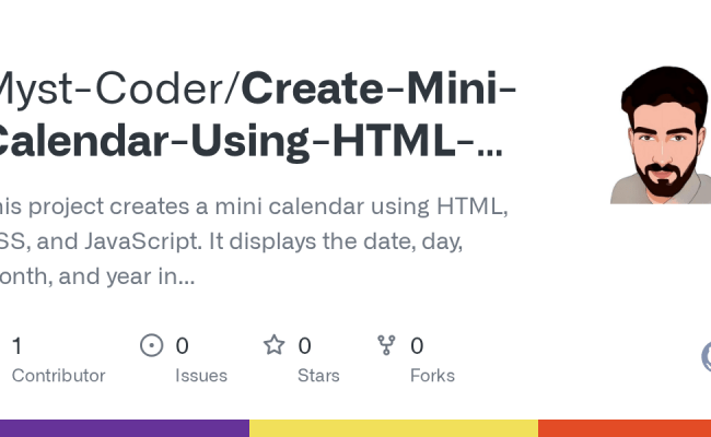 GitHub - Myst-Coder/Create-Mini-Calendar-Using-HTML-CSS-and-JavaScript ...