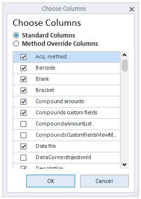 Choose displayed columns in... (data analysis)