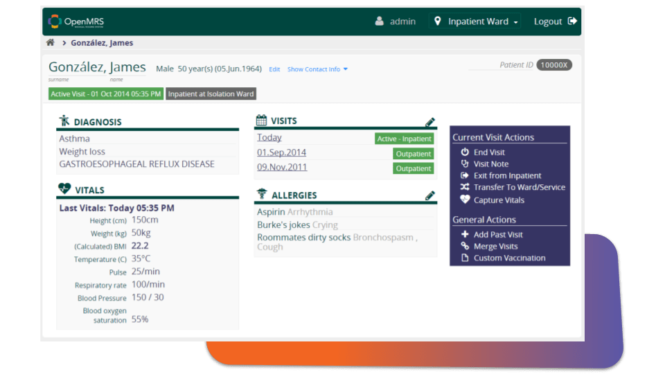 OpenMRS dashboard preview