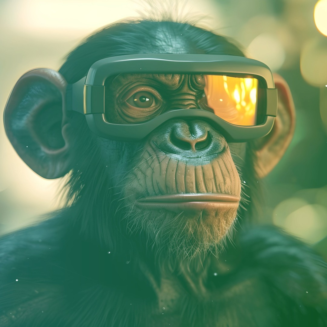 ai image of a chimp with goggles