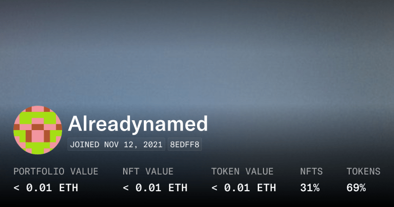 Alreadynamed Profile Opensea - Dark Patterns - Stunning Mobile Collection