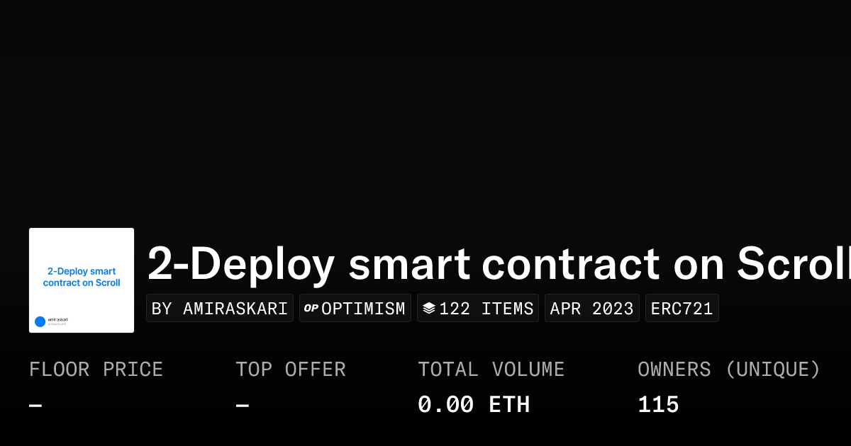 2 Deploy Smart Contract On Scroll Collection Opensea