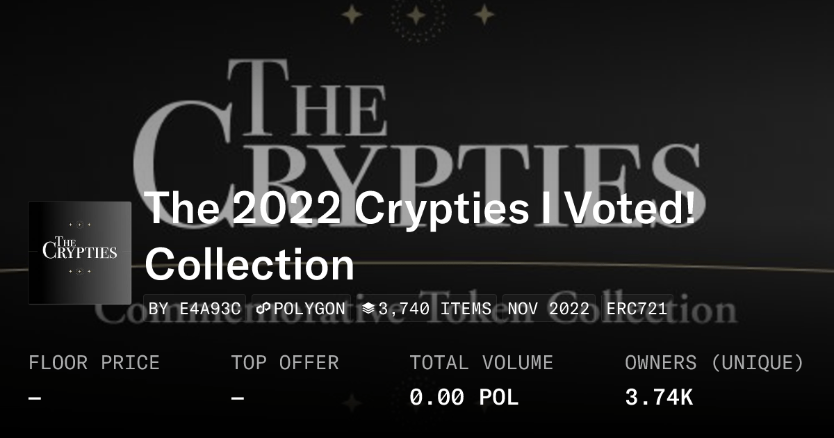 The 2022 Crypties I Voted Collection Collection Opensea