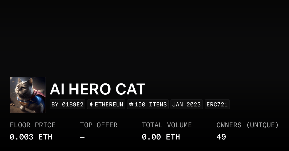 Ai Hero Cat 0 0049 Eth Collection Opensea