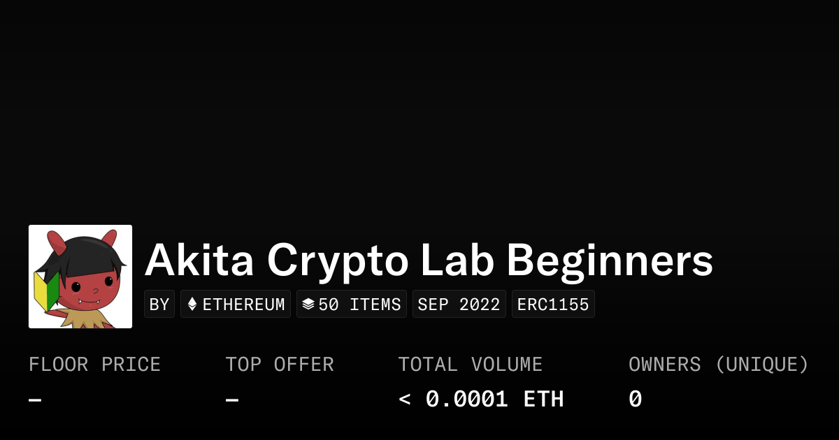 Akita Crypto Lab Beginners Collection Opensea