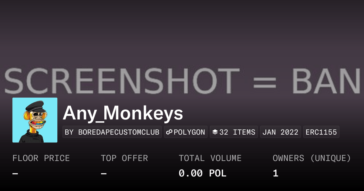 Any Monkeys Collection Opensea