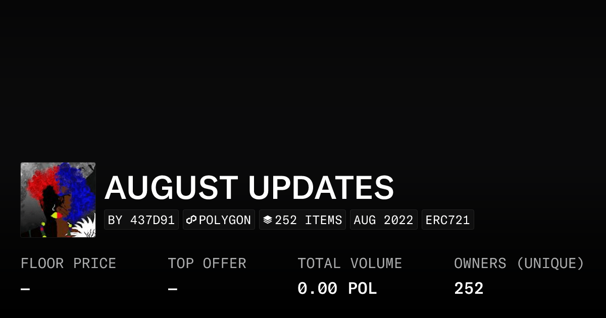 August Updates Collection Opensea