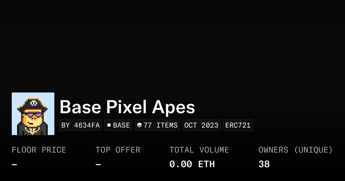 Base Pixel Apes Collection Opensea