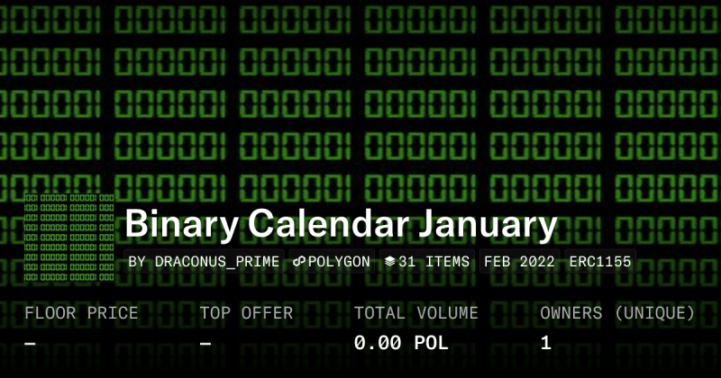 Binary Calendar March Collection Opensea - Best Gradient Illustrations in Desktop