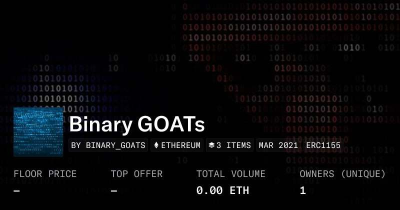 Binary Goats Collection Opensea - Sunset Designs - Elegant High Resolution Collection
