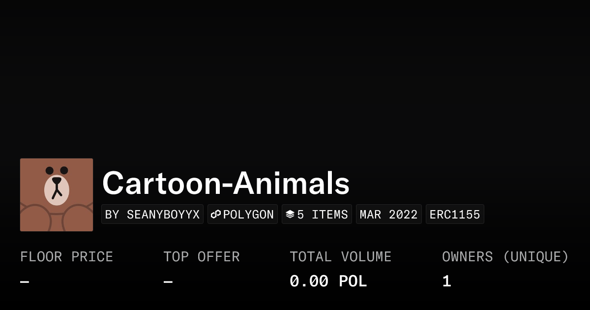 Cartoon Animals Collection Opensea