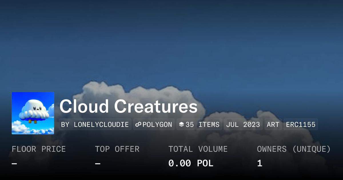 Cloud Creatures Collection Opensea