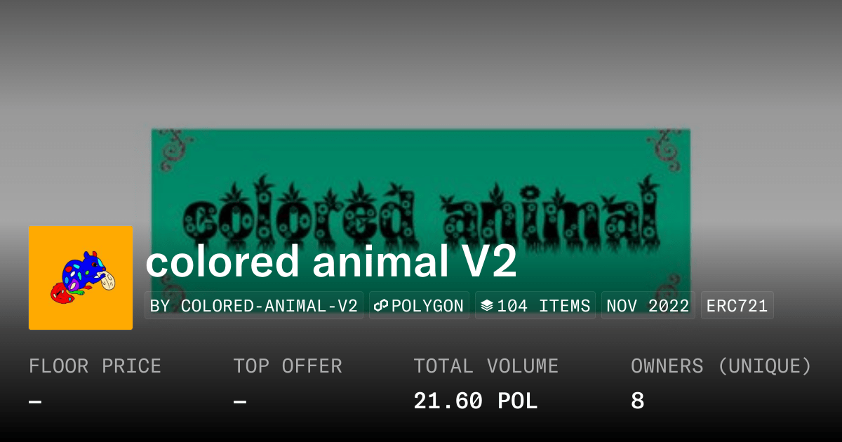 Colored Animal V2 Collection Opensea