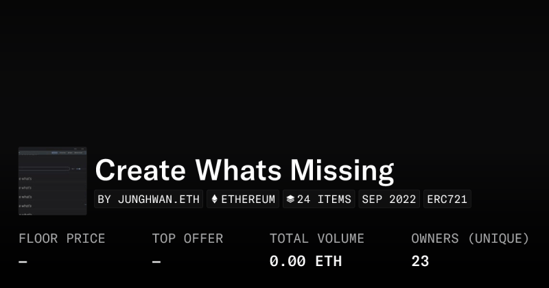 Create Whats Missing Collection Opensea - Best Ocean Images in HD