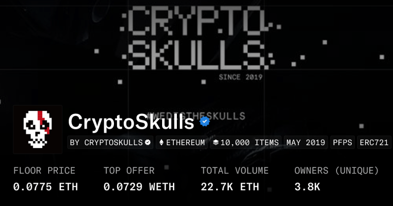 Cryptoskulls Collection Opensea - Beautiful Minimal Background - Mobile