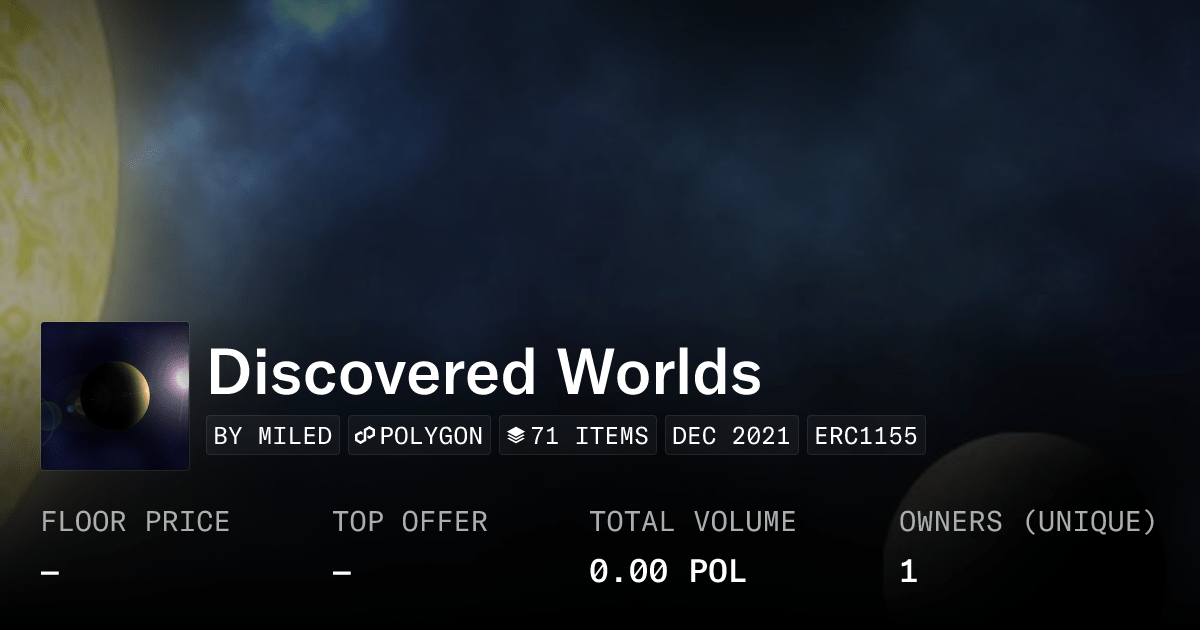 Discovered Worlds Collection Opensea