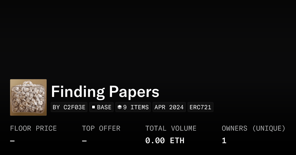 Finding Papers Collection Opensea