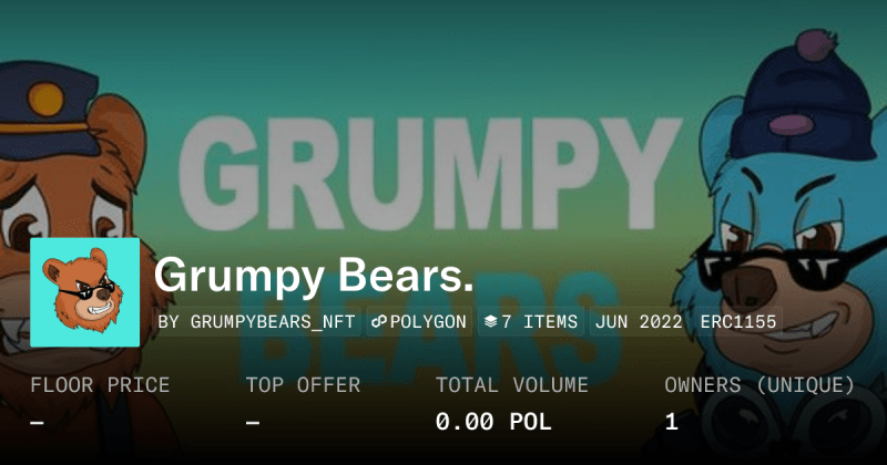Grumpy Bears Collection Opensea - Vintage Image Collection - High Resolution Quality