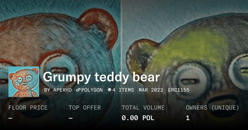 Grumpy Teddy Bear Collection Opensea - Geometric Photo Collection - HD Quality