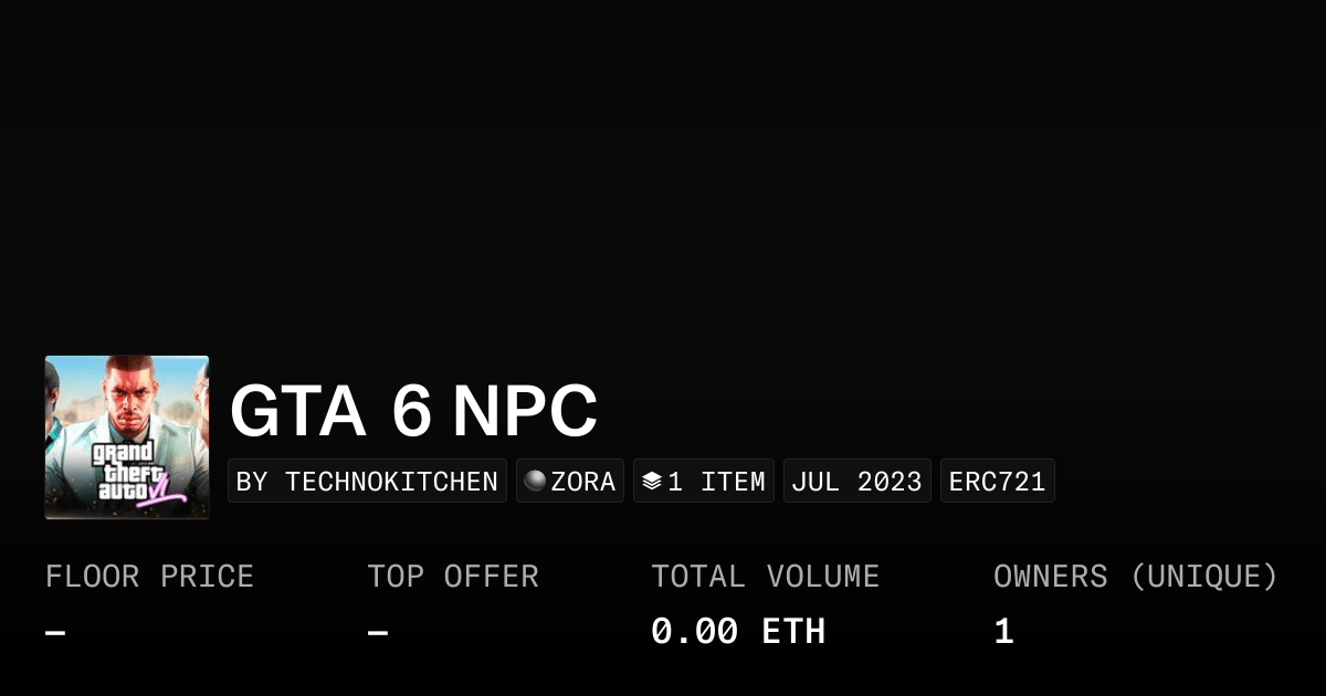 GTA 6 NPC Collection OpenSea Opengraph Image