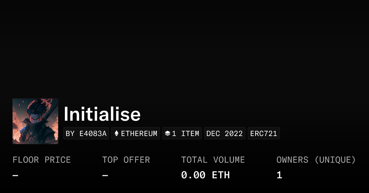 Initialise Collection Opensea