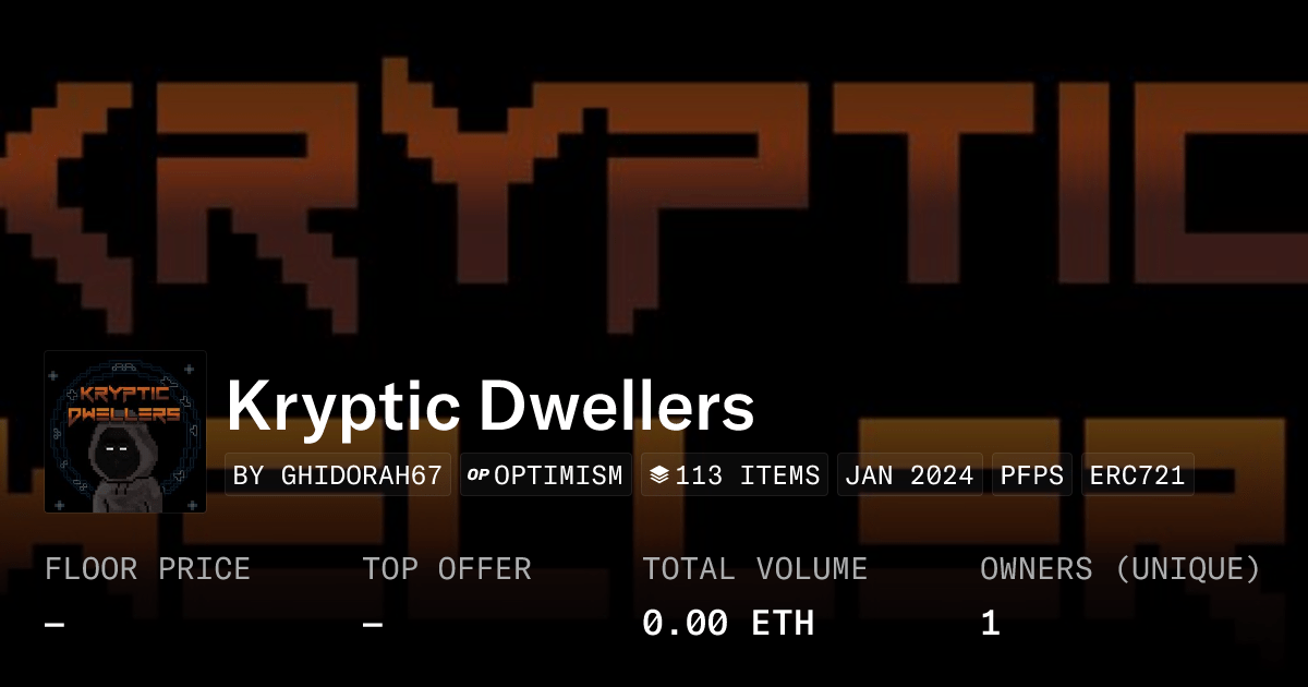 Kryptic Dwellers Collection Opensea