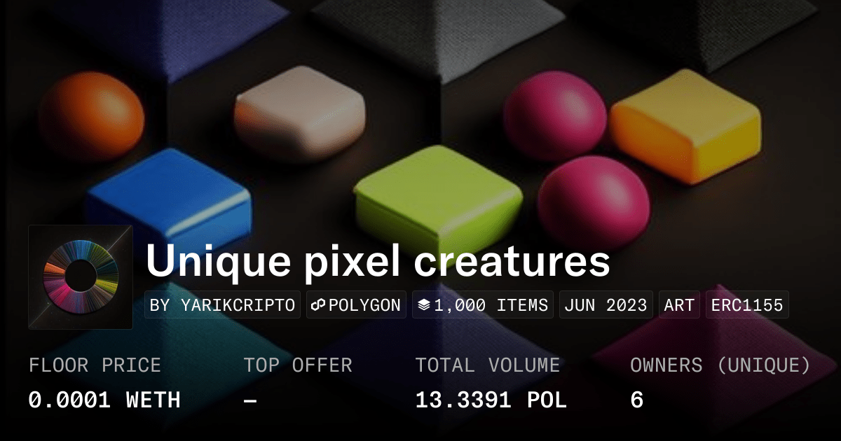 Unique Pixel Creatures Collection Opensea