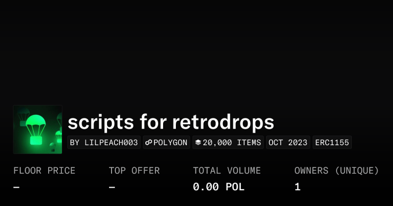 Scripts For Retrodrops Collection Opensea - Premium Landscape Design Gallery - Full HD